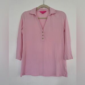 Lilly Pulitzer Pink Button Down Polo Shirt